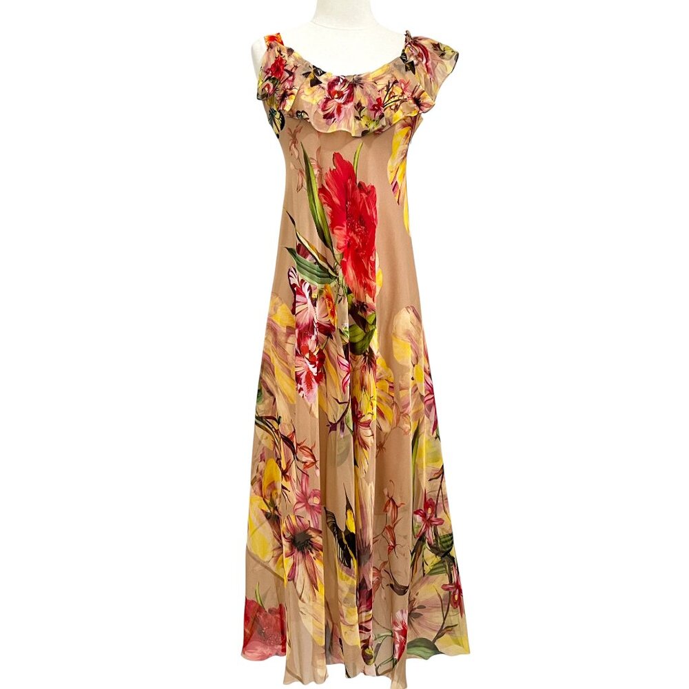 ULI HERZNER floral print silk maxi dress NWT sz S